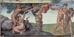 Michelangelo Buonarroti - Sistine Chapel Ceiling (1508-12) The Fall of Man 1510 (post restora...jpg Michelangelo Buonarroti - Sistine Chapel Ceiling (1508-12) The Fall of Man 1510 (post restora...jpg